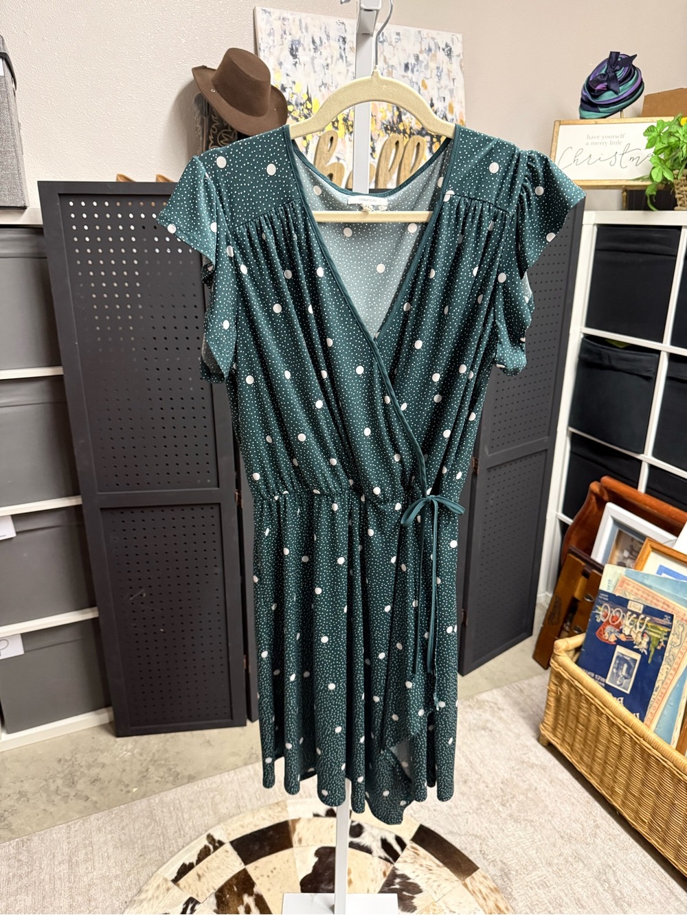 Maurice’s Women's Green Polka Dot Faux Wrap Dress